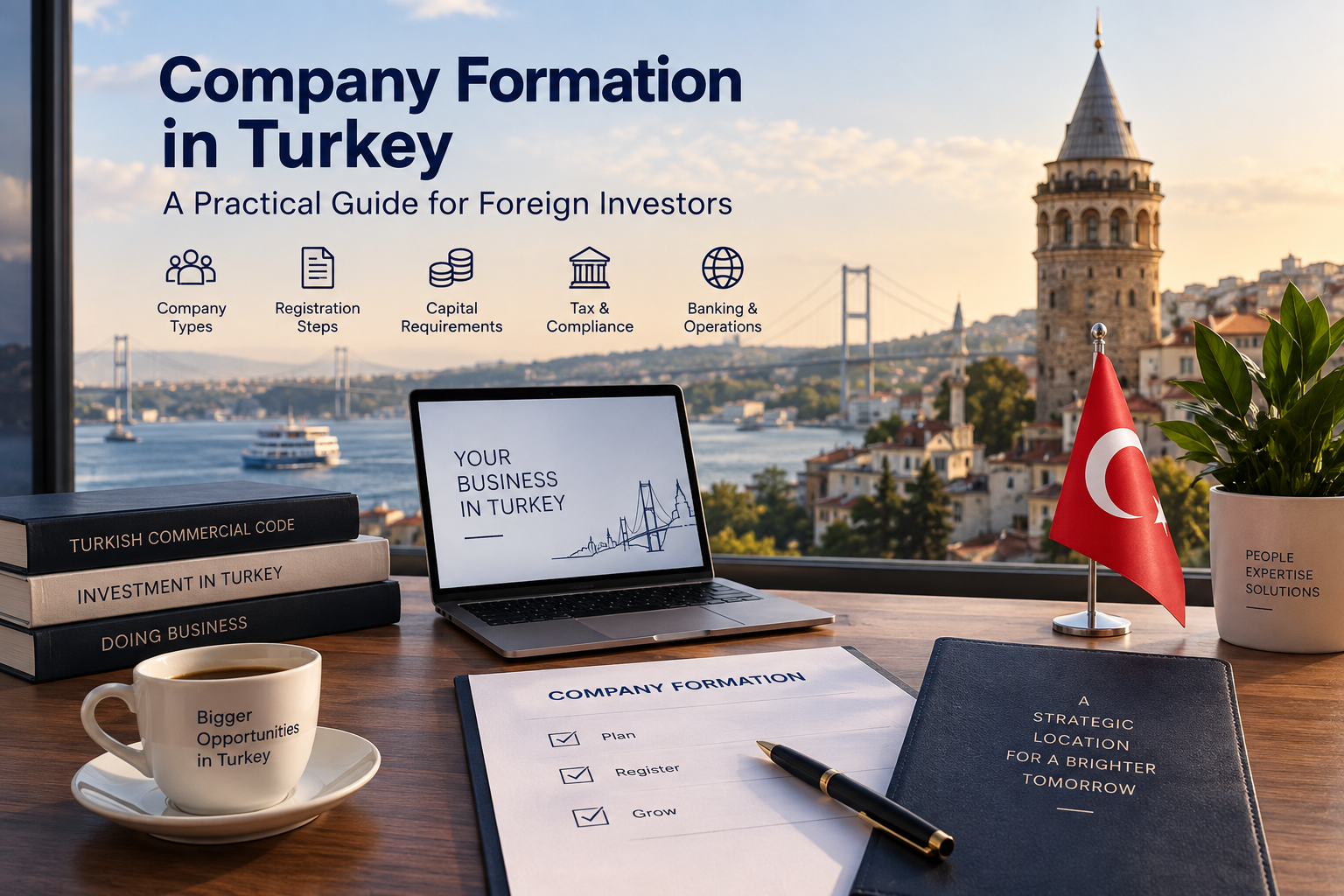 Company formation in Turkey guide for foreign investors covering registration, capital, tax compliance and banking